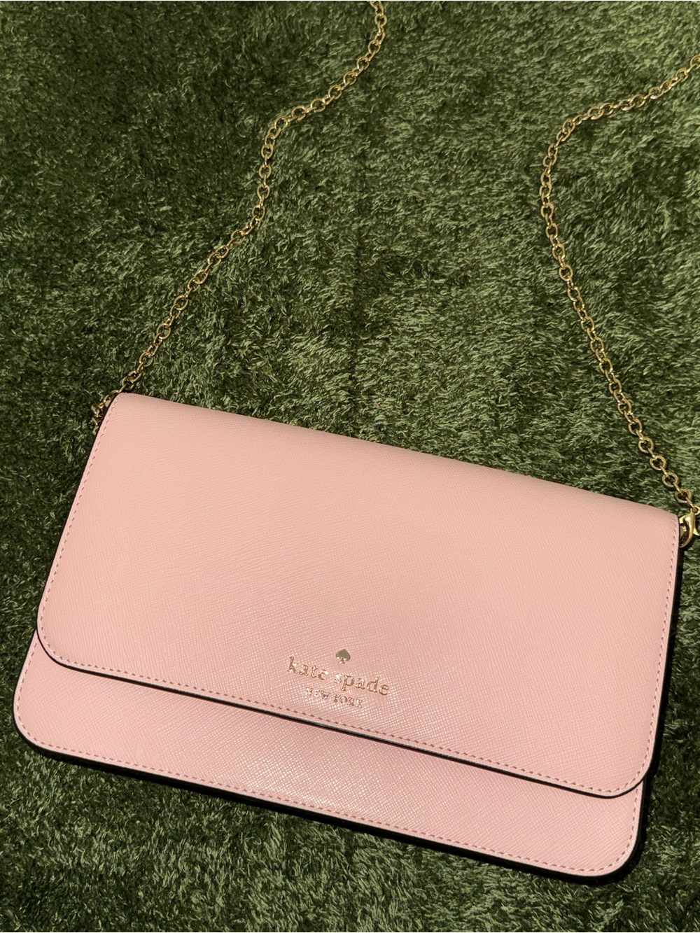 Kate Spade Blush Pink Leather Crossbody with Gold Chain